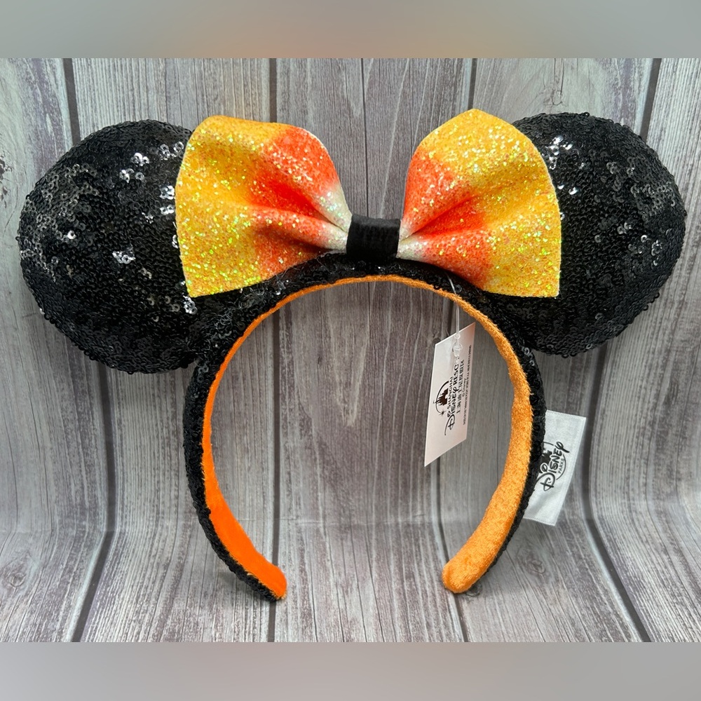 🎃NWT Disney Parks Halloween Mickey Minnie Ears Headband Candy Corn Sequin 2022